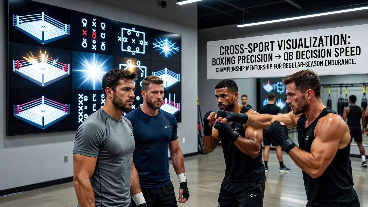 Championship boxer executing mental visualization sequence in training facility