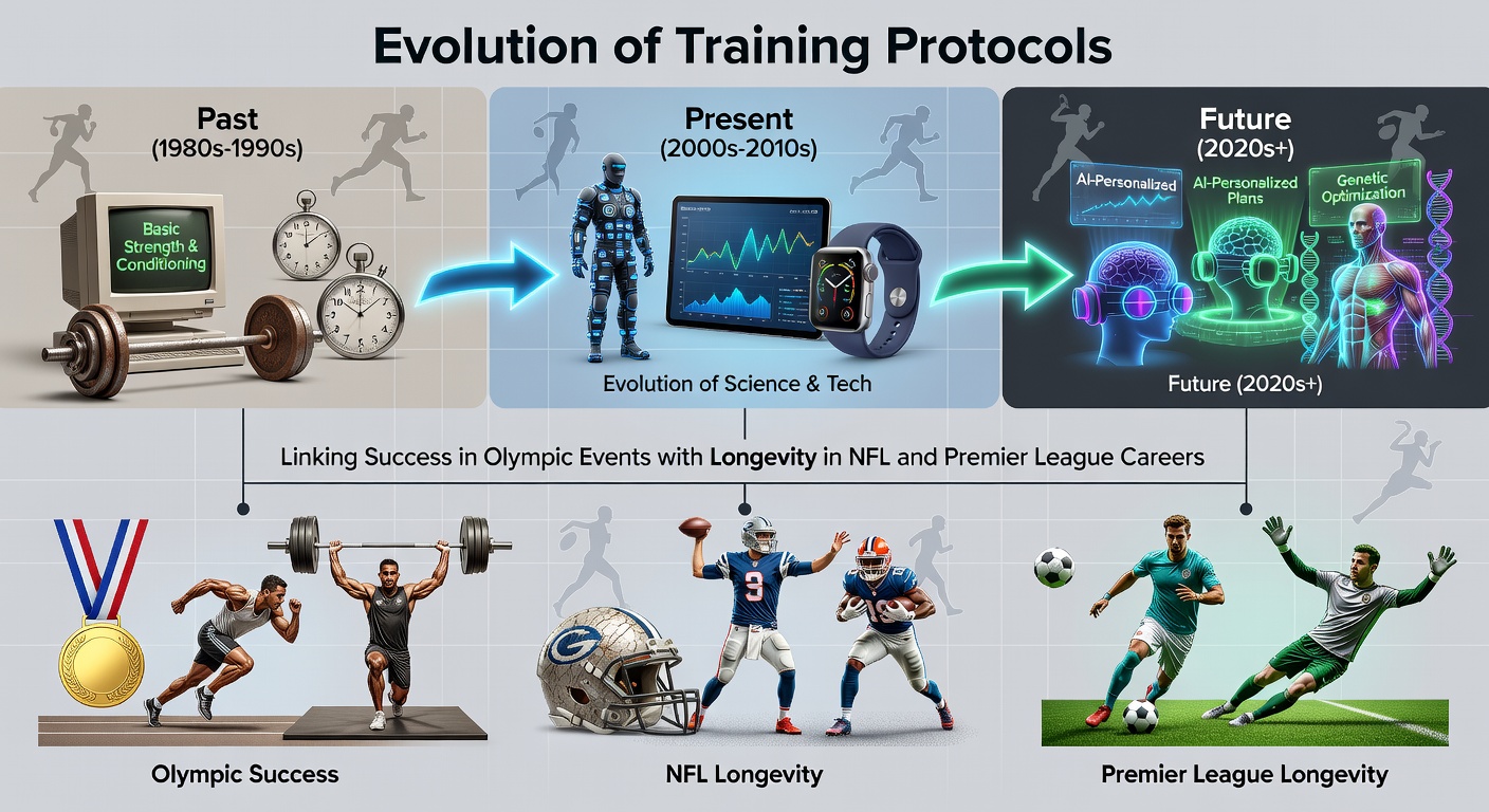 Athletes demonstrating periodized training methods drawn from Olympic track and field programs adapted for professional football conditioning