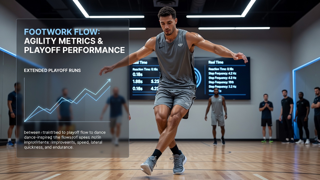 Professional basketball point guard executing dance-inspired footwork drills on court during playoff preparation