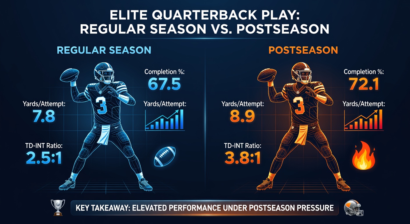 Quarterbacks analyzing defensive alignments in intense postseason playoff scenarios