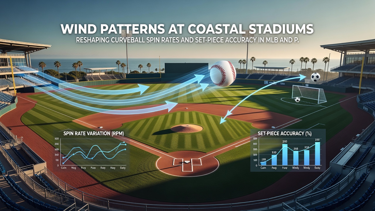 Aerodynamic analysis of wind effects on curveballs and free kicks at seaside venues
